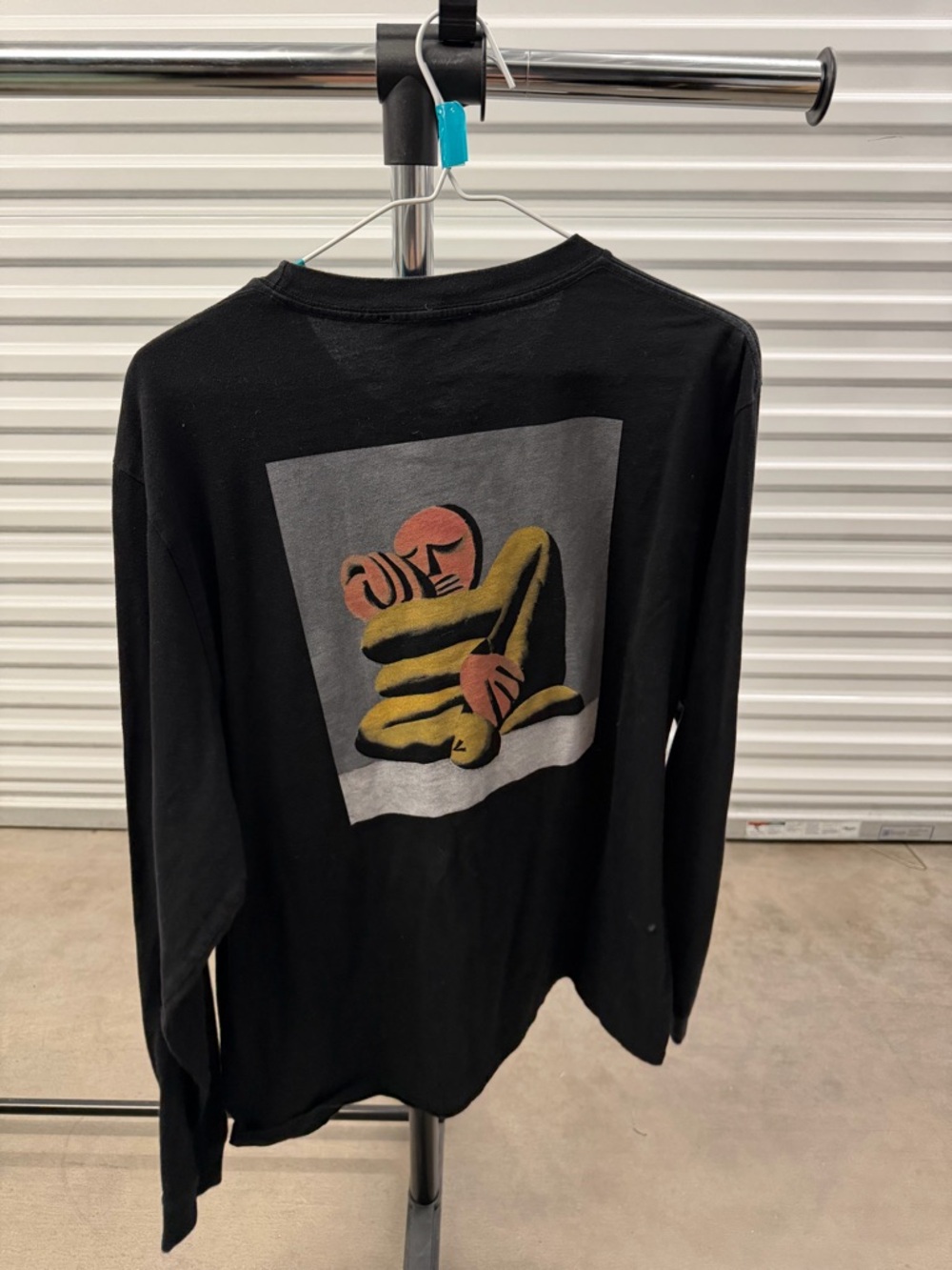 Wood Wood Black Crewneck T-Shirt with Branded Neck Label
